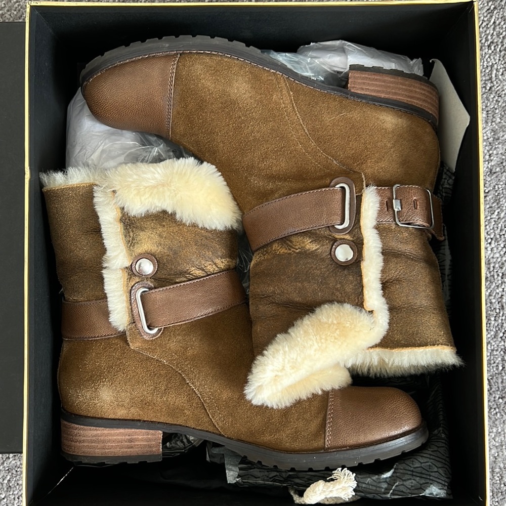 ANTHROPOLOGIE Matt Bernson Tundra Boots in Bark Suede sz. 9